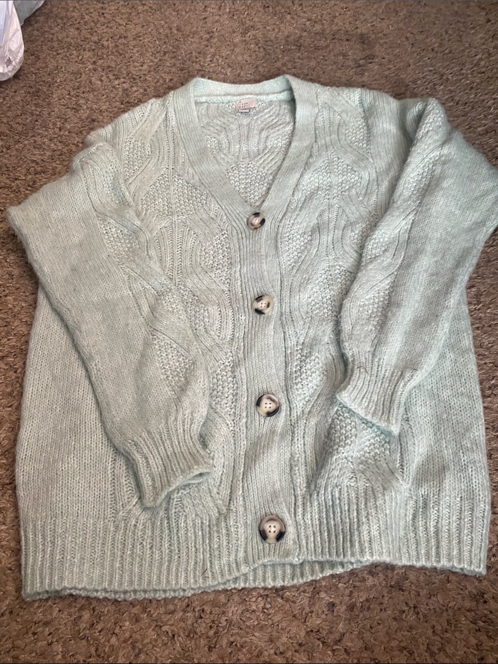 a new day Light Mint Cable Knit Button-Front Cardigan